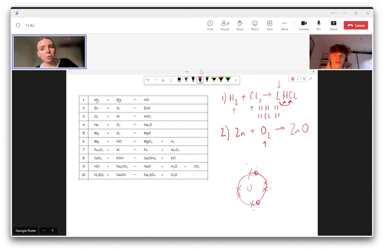 Online lesson with student studying GCSE Science.