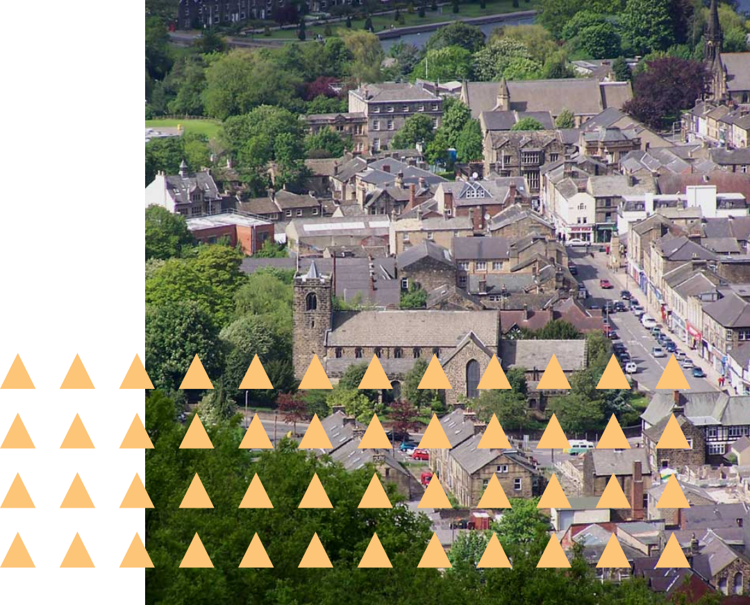 Aerial view of Otley town centre.