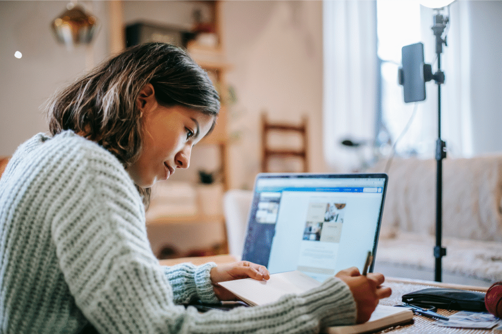 A student in an online tuition session.