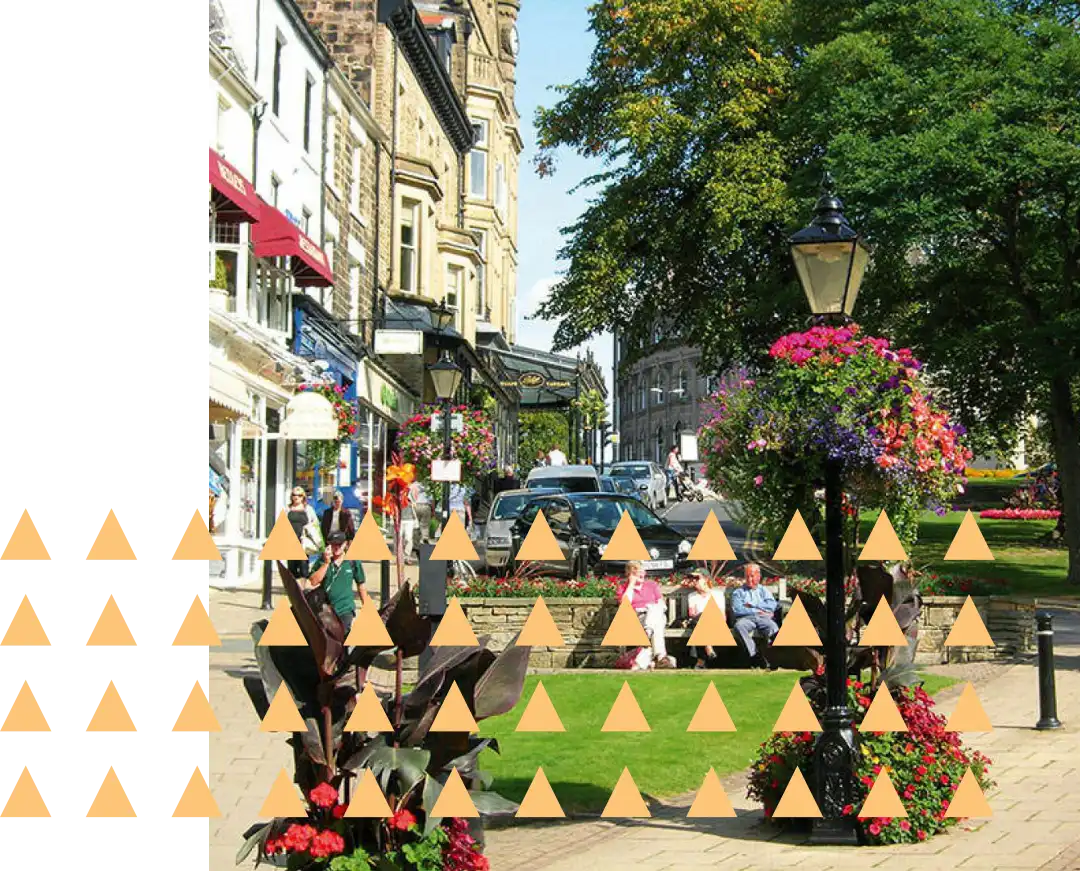 Harrogate town centre in summer.